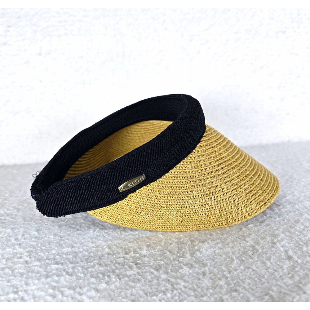 Karen Keith Women’s Straw Visor Hat Beige/Black Lightweight One Size TV89-B